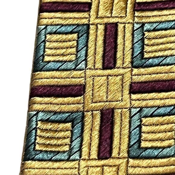 Jos A Bank Orange Mens 100% Silk Geometric Italy Mens Neck Tie 59" x 3.25" - Picture 12 of 16